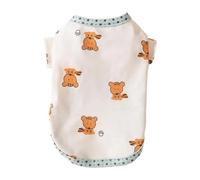 Camiseta de cuello redondo suave y cómoda con estampado de ardilla de dibujos animados para mascotas, perro, gato, blusa de dos patas para uso diario (beige, L)