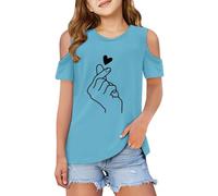 Camiseta de cuerpo infantil casual estampada moderna sin mangas cuello redondo alto cómodo para clases de deporte o ocio de 3 a 12 años, azul celeste, 4-5 Años