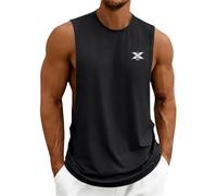 Camiseta de culturismo para hombre, sin mangas, transpirable, ropa deportiva, cómoda, camiseta de entrenamiento elástica, monocolor, estampada, cuello redondo, camiseta de correr, Negro , XXL