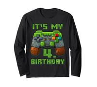 Camiseta de cumpleaños con Texto en inglés It's My 4th Birthday Manga Larga