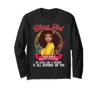 Camiseta de cumpleaños del zodiaco Libra Black Queen Mean AF Black Women Manga Larga