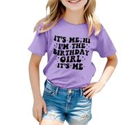 Camiseta de cumpleaños para niña, diseño con texto en alemán "Hello Seine ich bin das Geburtstagskind T-Shirt Mädchen Bday Party T-Shirt Tops Kinder Sommer Outfit Shirt, morado, 10-12 años