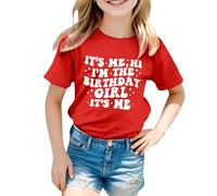 Camiseta de cumpleaños para niña, diseño con texto en alemán "Hello Seine ich bin das Geburtstagskind T-Shirt Mädchen Bday Party T-Shirt Tops Kinder Sommer Outfit Shirt, rojo, 10-12 años