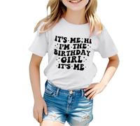 Camiseta de cumpleaños para niña, diseño con texto en alemán "Hello Seine ich bin das Geburtstagskind T-Shirt Mädchen Bday Party T-Shirt Tops Kinder Sommer Outfit Shirt, Blanco, 10-12 años