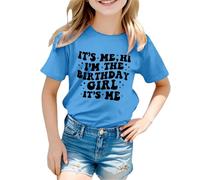 Camiseta de cumpleaños para niñas, Camiseta con el Texto Hola, Soy yo, Soy la cumpleañera, Camisetas de Fiesta de cumpleaños para niñas, Atuendo de Verano para niños (Sky Blue, 4-5 Years)
