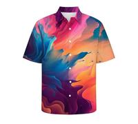 Camiseta de discoteca para hombre, multicolor, manga corta, disfraz de fiesta de discoteca, a la moda, carnaval, estampado clásico, fiesta de fiebre, traje suelto para discoteca, #01-08, XL