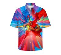 Camiseta de discoteca para hombre, multicolor, manga corta, disfraz de fiesta de discoteca, a la moda, carnaval, estampado clásico, fiesta de fiebre, traje suelto para discoteca, #01-17, L