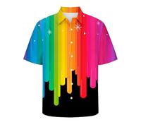 Camiseta de discoteca para hombre, multicolor, manga corta, disfraz de fiesta de discoteca, a la moda, carnaval, estampado clásico, fiesta de fiebre, traje suelto para discoteca, #01-02, XL