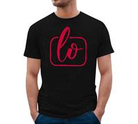 Camiseta de diseño de pareja de San Valentín para mujer con cuello redondo, manga corta, camiseta informal como idea de regalo, Negro , XL