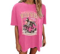 Camiseta de diseño gráfico Occidental Vaquero para Mujer con temática Musical y Corte Holgado Camisas Blancas Mujer Verano Blanca Basica