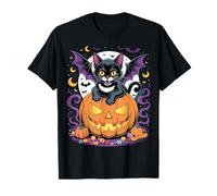 Camiseta de disfraz de calabaza con alas de murciélago de gato negro Camiseta