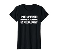 Camiseta de Disfraz de Halloween de fingir Que Soy un ginecólogo Camiseta gráfica económica, Mujer, Negro, XL