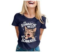 Camiseta de dormir casual "I Don't Snoring I Purr Cat" Unisex Camisetas Negras Mujer, marine, XL