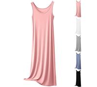 Camiseta de dormir para mujer, sin mangas, camisón de manga corta de algodón con modal, vestido de noche sin brazos, ropa de dormir con tirantes, camisón de dormir, tallas grandes, camiseta de verano