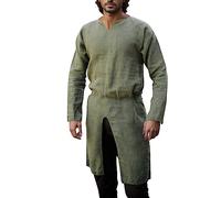 Camiseta de duelo renacentista para hombre, túnica pirata, vikingo, retro, camisa victoriana, blusa medieval, disfraz medieval, gótico, suéter vikingo, túnica medieval, Verde militar., S
