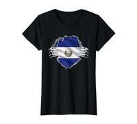 Camiseta de El Salvador Bandera Salvadoreña Raíces Patrimonio de El Salvador Camiseta gráfica económica, Mujer, Negro, M