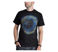 Camiseta de El Señor de los Anillos El Anillo del Poder gran impresión delantera del anillo de algodón color negro - S