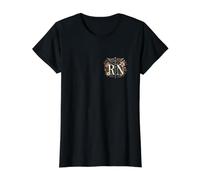 Camiseta de Enfermera registrada RN Camiseta gráfica económica, Mujer, Negro, XS
