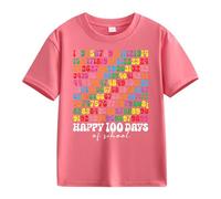 Camiseta de entrenamiento para niña, manga corta, 1 día de apertura escolar, 1 día, aniversario, personalidad, holgada, manga larga, color negro, Rosa intenso., 4-5 años