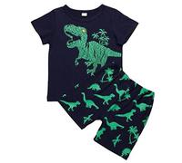 Camiseta de entrenamiento para niños pequeños, manga corta, dinosaurios, camisetas, pantalones cortos, ropa de 2 a 7, ropa de bebé para niño, verde, 2 años