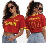 Camiseta de Fan Personalizada 2026 Top Crop Y2K Streetwear con Nombre y número, Jersey Veraniego Manga Corta, Prenda Holgada de Verano para el día del Partido
