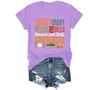 Camiseta de frijoles y rollos de salsa de pavo con texto en inglés "Let Me See That Casserole" para Acción de Gracias, frijoles y rollos, morado claro, L