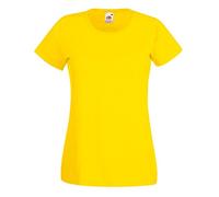 Camiseta de Fruit of the Loom para mujer, ajustada, de distintos colores, de algodón, manga corta Amarillo amarillo Medium