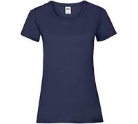 Camiseta de Fruit of the Loom para mujer, ajustada, de distintos colores, de algodón, manga corta Azul azul marino Small