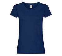 Camiseta de Fruit of the Loom para mujer, ajustada, de distintos colores, de algodón, manga corta Azul azul marino Medium