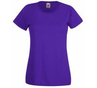 Camiseta de Fruit of the Loom para mujer, ajustada, de distintos colores, de algodón, manga corta Morado morado X-Large