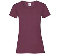 Camiseta de Fruit of the Loom para mujer, ajustada, de distintos colores, de algodón, manga corta Rojo granate X-Small