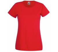 Camiseta de Fruit of the Loom para mujer, ajustada, de distintos colores, de algodón, manga corta Rojo rosso Small