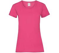 Camiseta de Fruit of the Loom para mujer, ajustada, de distintos colores, de algodón, manga corta Rosa fucsia X-Large