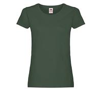 Camiseta de Fruit of the Loom para mujer, ajustada, de distintos colores, de algodón, manga corta Verde - Botella Verde