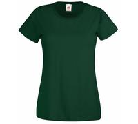 Camiseta de Fruit of the Loom para mujer, ajustada, de distintos colores, de algodón, manga corta Verde verde oscuro Large