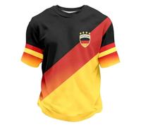Camiseta de fútbol alemán para hombre, camiseta de malla transpirable, cuello redondo, manga corta, camiseta de verano con bandera impresa, absorbe la humedad, ropa sin arrugas para ver partidos