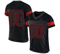 Camiseta de fútbol americano personalizada, estampada, con nombre, número en blanco, camiseta de manga corta para hombre, mujer, niño, rojo, 5XL