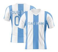 Camiseta de fútbol argentino vintage blanco y azul, camiseta argentina 50 para hombres, mujeres y niños, insignia de nombre del equipo personalizado, talla 2XS-5XL, Blanco y azul., XL