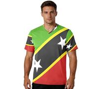 Camiseta de fútbol atlética con textura de gofre, bordes reforzados, cómoda para entrenar y combinar con tallas grandes y altas, Bandera nacional de San Cristóbal y Nieves, 3X-Large