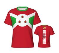 Camiseta de fútbol Bandera De Burundi for Hombres Camisetas Deportiva Manga Corta Celebración Nacional Camiseta de Informal Transpirable para Vestido de Partido de Entrenamiento y el Día a Día
