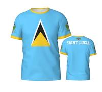 Camiseta de fútbol Bandera De Santa Lucía for Hombres Camisetas Deportiva Manga Corta Celebración Nacional Camiseta de Informal Transpirable para Vestido de Partido de Entrenamiento y el Día a Día