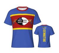 Camiseta de fútbol Bandera De Suazilandia for Hombres Camisetas Deportiva Manga Corta Celebración Nacional Camiseta de Informal Transpirable para Vestido de Partido de Entrenamiento y el Día a Día