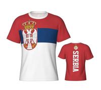 Camiseta de fútbol Bandera Serbia for Hombres Camisetas Deportiva Manga Corta Regalos Para Fans Camiseta Cuello Redondo de Informal Transpirable para Vestido de Partido de Entrenamiento y el Día a Día