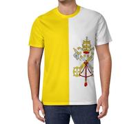Camiseta de fútbol Bandera Vaticano for Hombres Camisetas Deportiva Manga Corta Patrimonio Cultural Vaticano Camiseta de Informal Transpirable para Vestido de Partido de Entrenamiento y el Día a Día