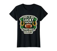 Camiseta de fútbol con Frase Divertida de This Is My Lucky Fantasy Camiseta gráfica económica, Mujer, Negro, M