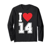Camiseta de fútbol con Texto en inglés I Love 14 Number 14th Birthday Manga Larga