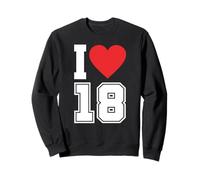 Camiseta de fútbol con Texto en inglés I Love 18 Number 18th Birthday Sudadera