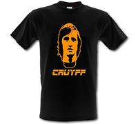 Camiseta de fútbol de Gildan, estilo retro, leyenda holandesa Johan Cruyff, de algodón pesado, tallas S - XXL, Negro, M