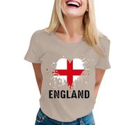 Camiseta de fútbol de Inglaterra para mujer, camiseta de manga corta para la Copa del Mundo del Reino Unido 2026, camiseta de manga corta, estampado retro, cuello en V, camiseta de entrenamiento