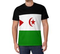 Camiseta de fútbol for Hombres Bandera del Sáhara Occidental Camisetas Deportivas Cuello Redondo Símbolo Nacional Camiseta de Secado Rápido Manga Corta para Vestido de Partido de Entrenamiento
